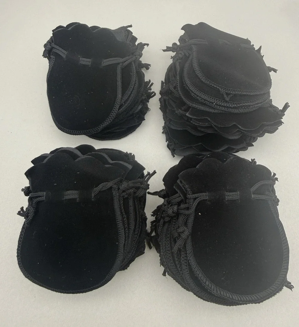 100 pcs Small Black Velvet Jewelry Gift Favors Party String Bag Pouch 2.5